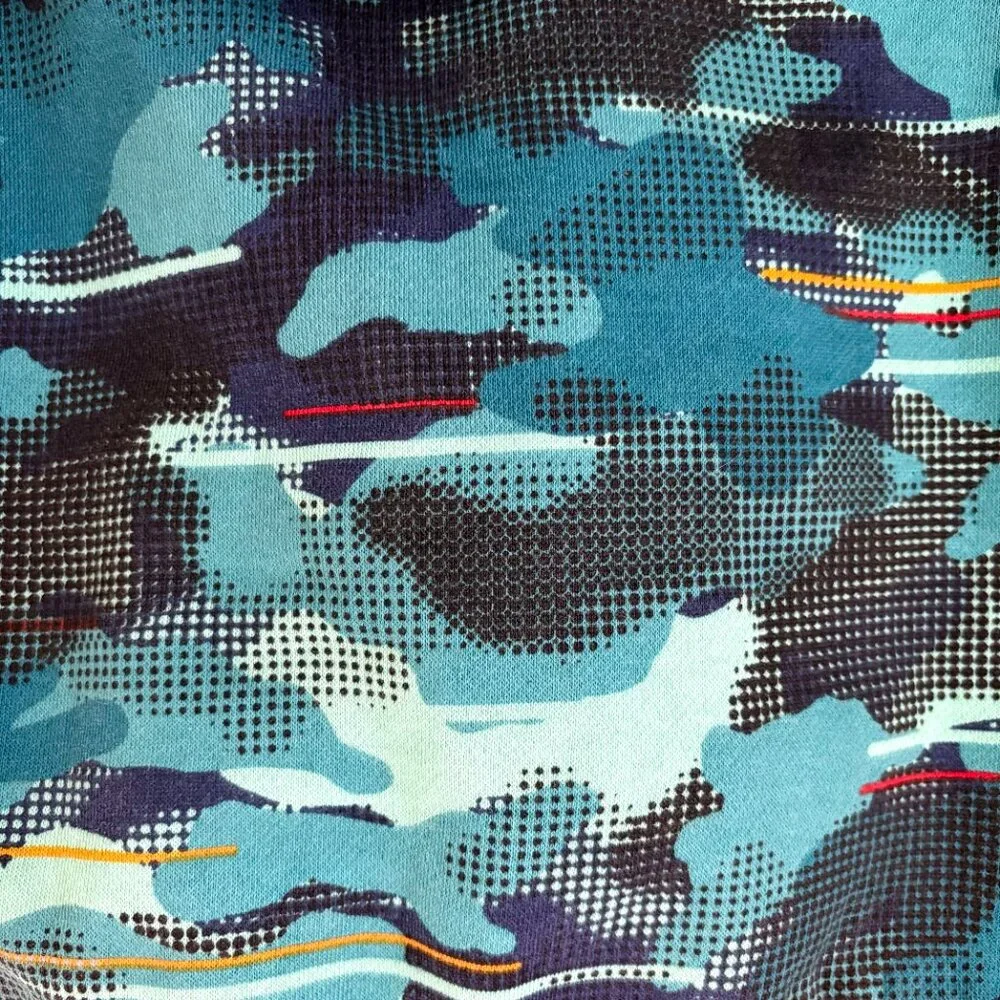 Lands' End Kids Reversible Sherpa Fleece Hoodie in Blue Graphic Camo Print